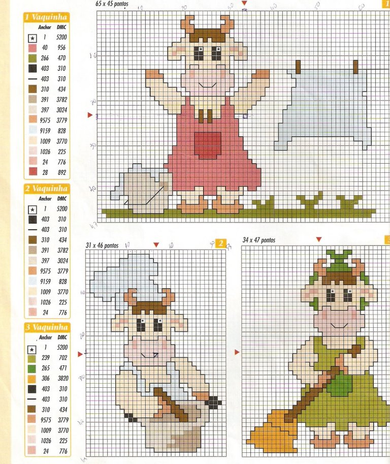 Schema punto croce Mucche casalinghe