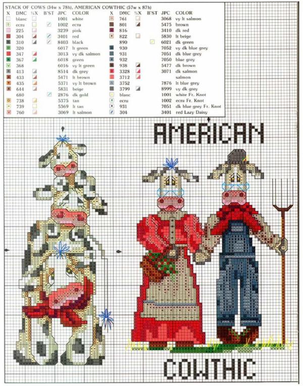 Schema punto croce Mucche diverse