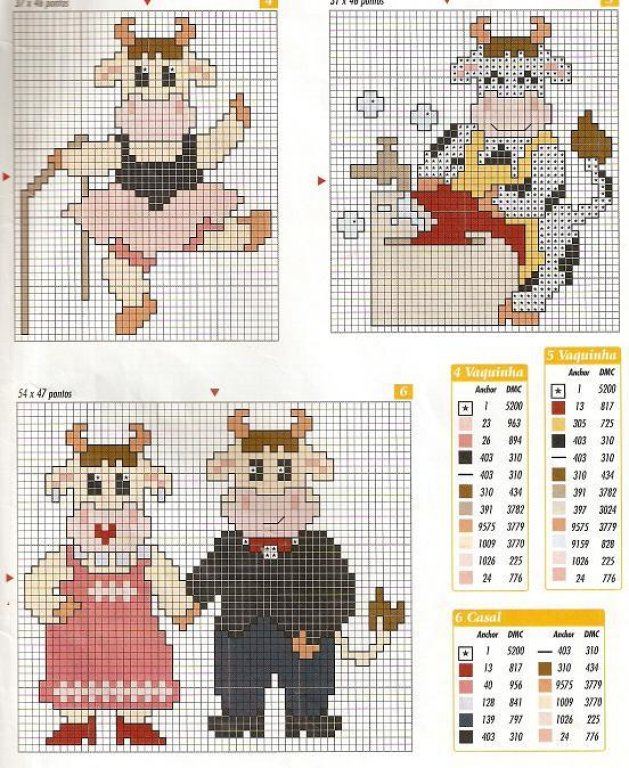 Schema punto croce Mucche motivi