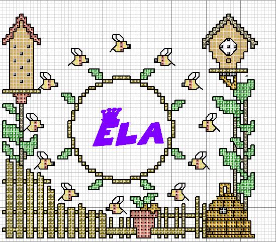 Schema punto croce Orologio api