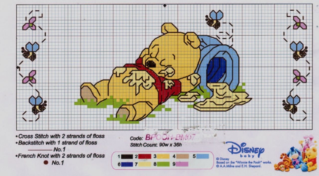 Schema punto croce Pooh pancia piena