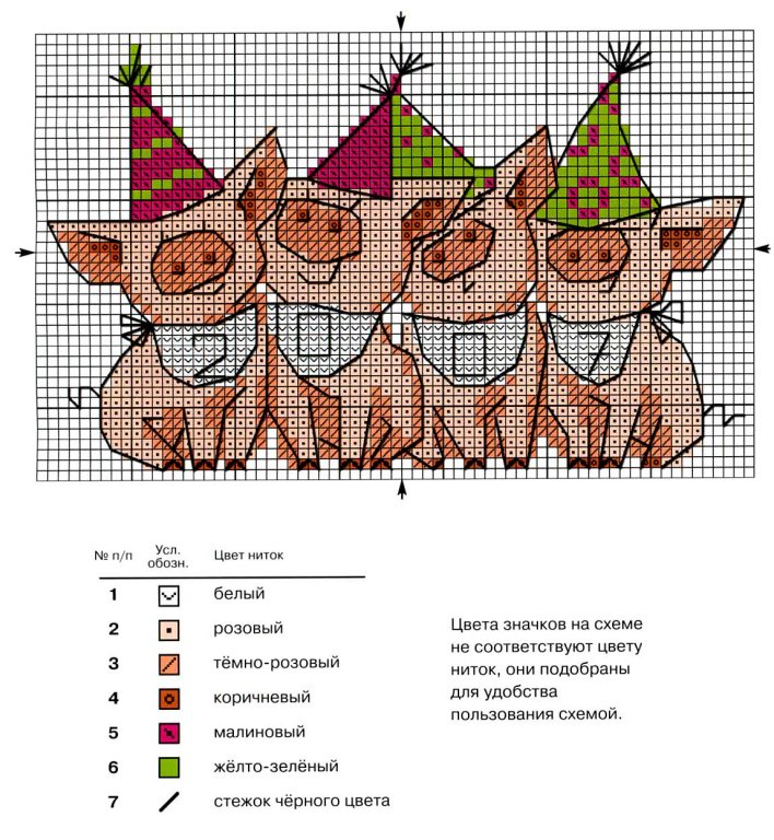 Schema punto croce Porcellini 2007