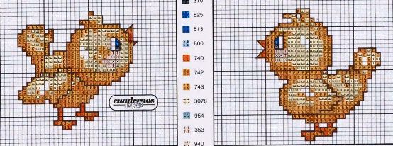 Schema punto croce Pulcini simpatici