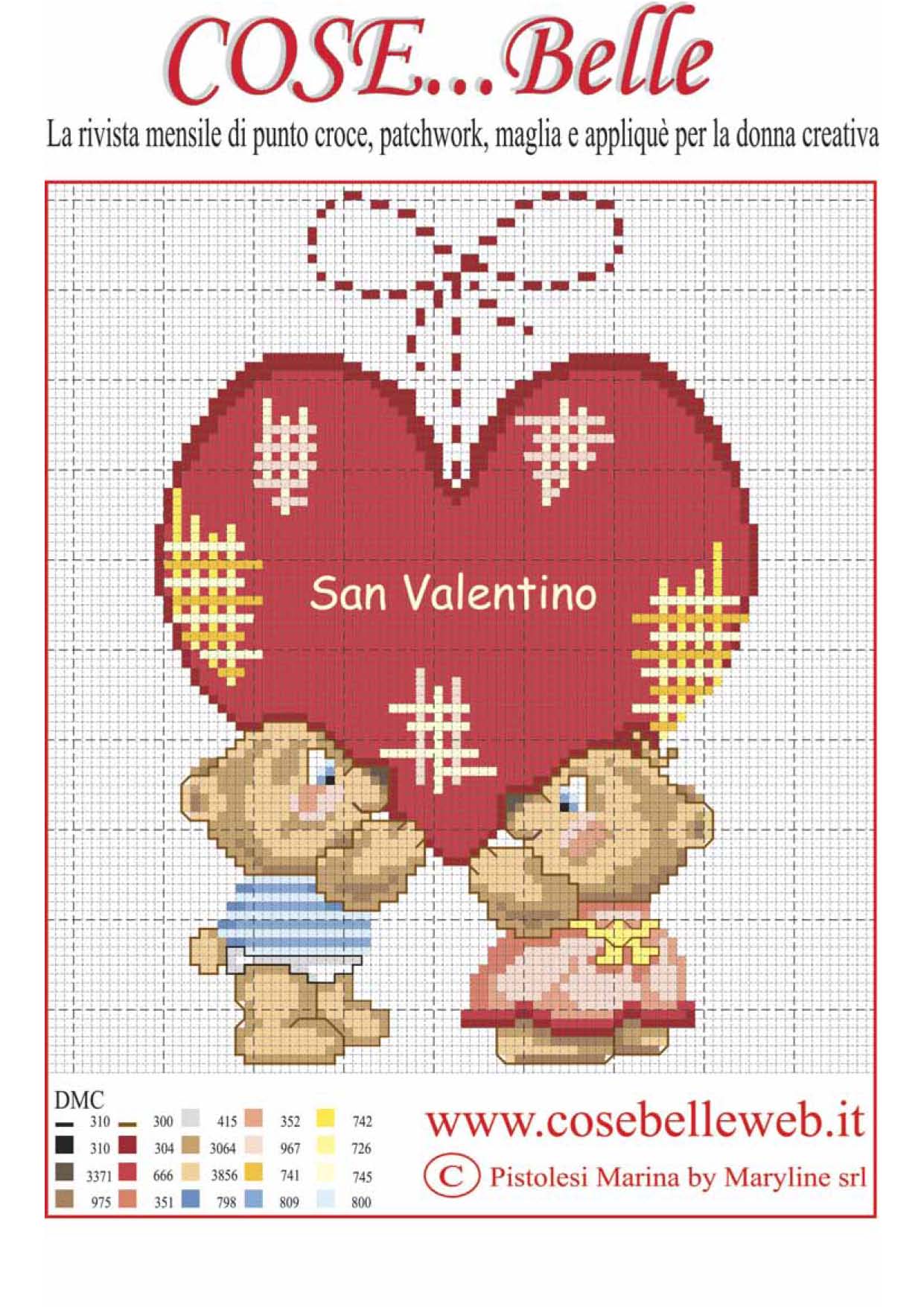 Schema punto croce Sanvalentino cose belle