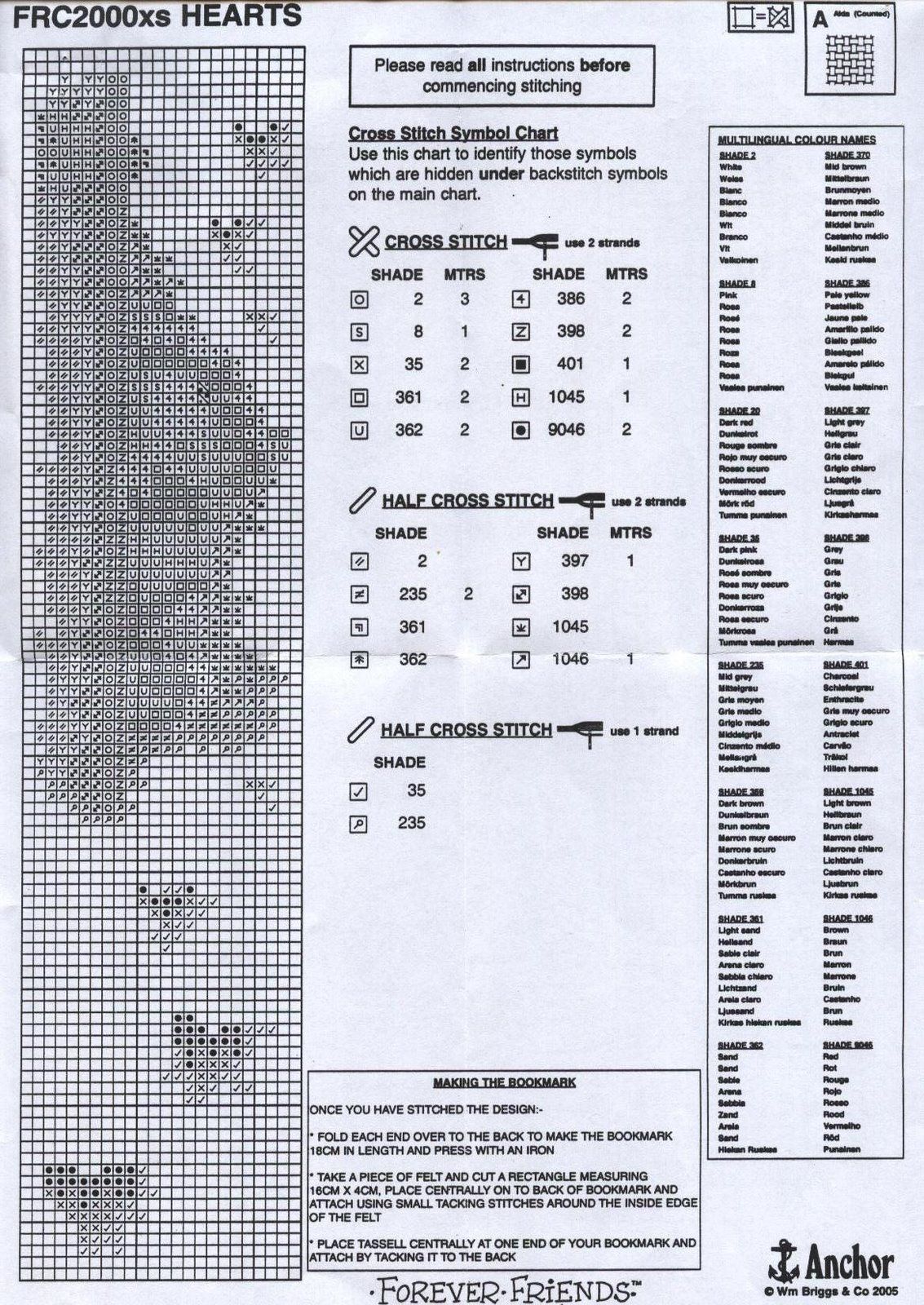 Schema punto croce Segnalibro amici per sempre 1