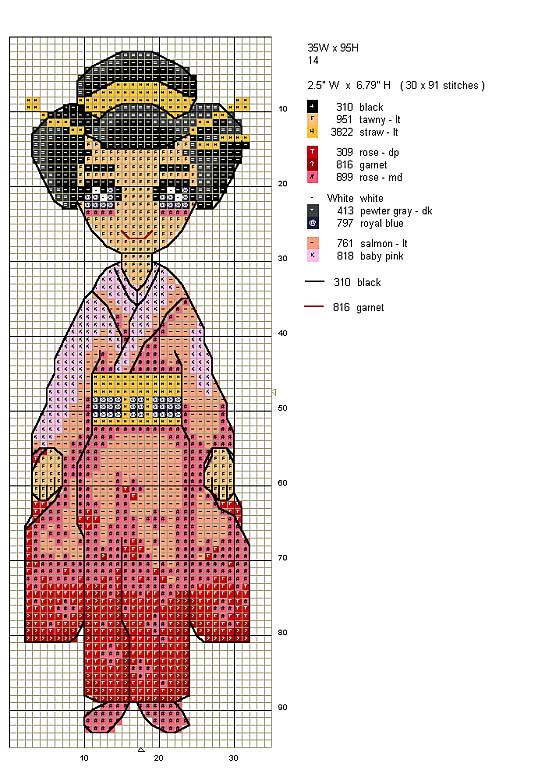 Schema punto croce Segnalibro orientale 2