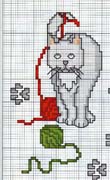 Schema punto croce Gattino Con Gomitolo 2