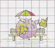 Schema punto croce Maialino Stagioni 3