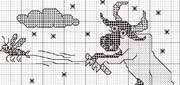 Schema punto croce Mucca Sci 1