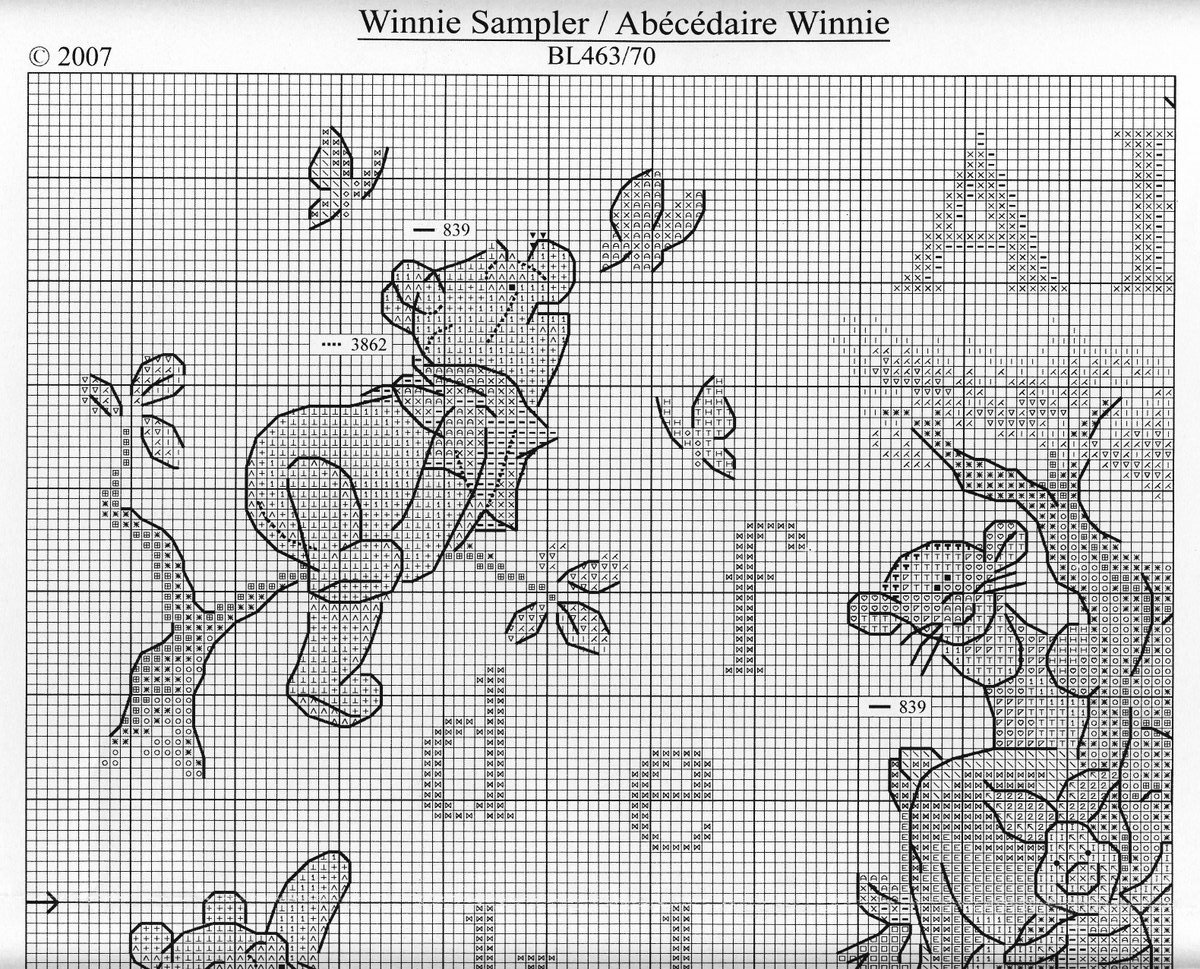 Schema punto croce Winnie the pooh alfabeto1