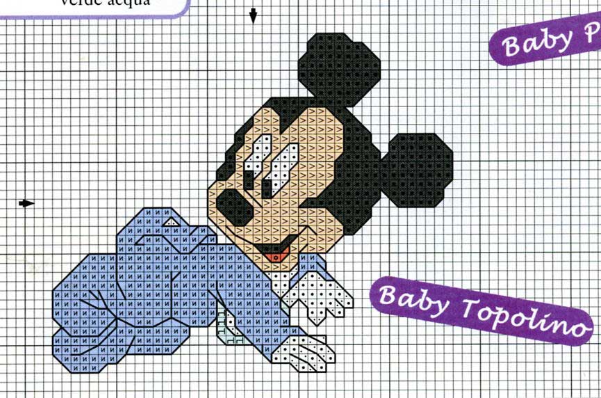 Schema punto croce Baby topolino