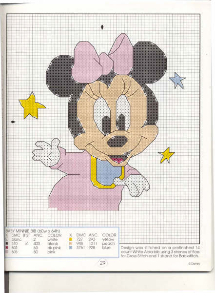 Schema punto croce Minnie bebe