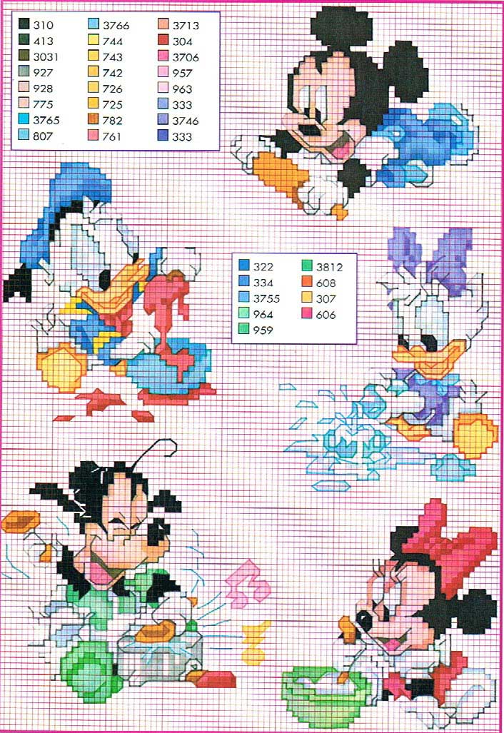 Schema punto croce Babies disney incucina