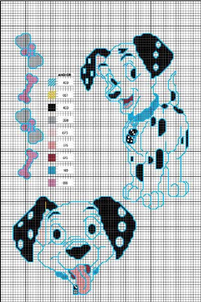 Schema punto croce Dalmata baby