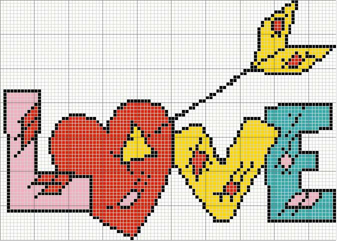 Schema punto croce Scritta love