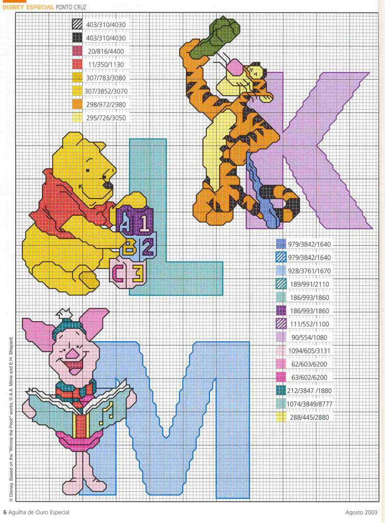 Schema punto croce Winnie k l m