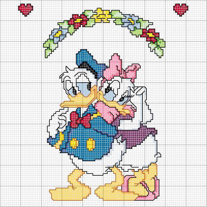 Schema punto croce Paperino&Paperina