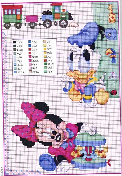 Schema punto croce Baby disney giocano