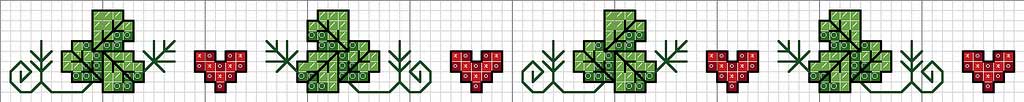 Schema punto croce Bordo cuori piccoli