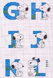 Schema punto croce snoopy ghijkl