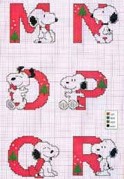 Schema punto croce snoopy mnopqr