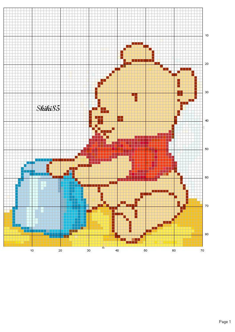 Schema punto croce Winnie secchiello