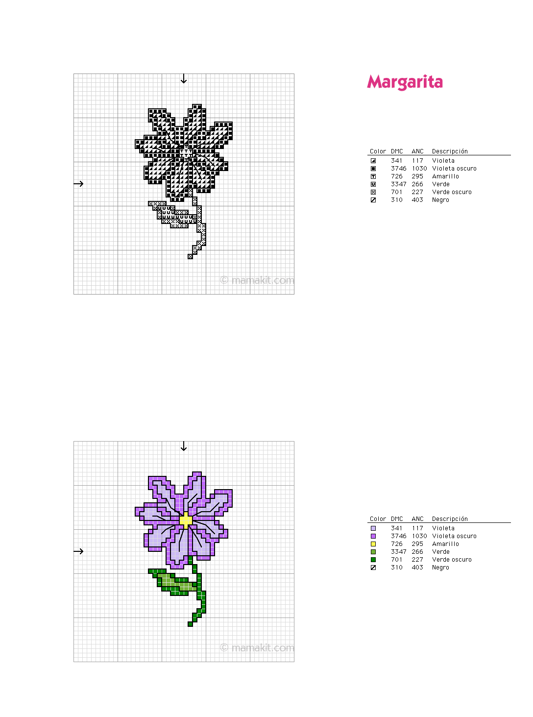 Schema punto croce Flori malva