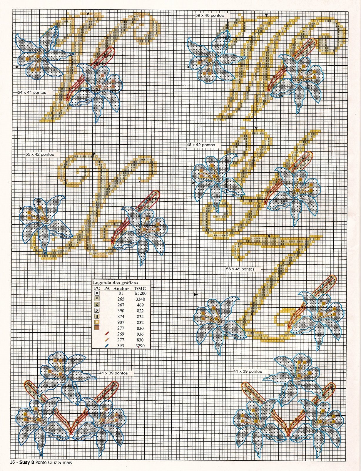 Schema punto croce Abc fiore 4