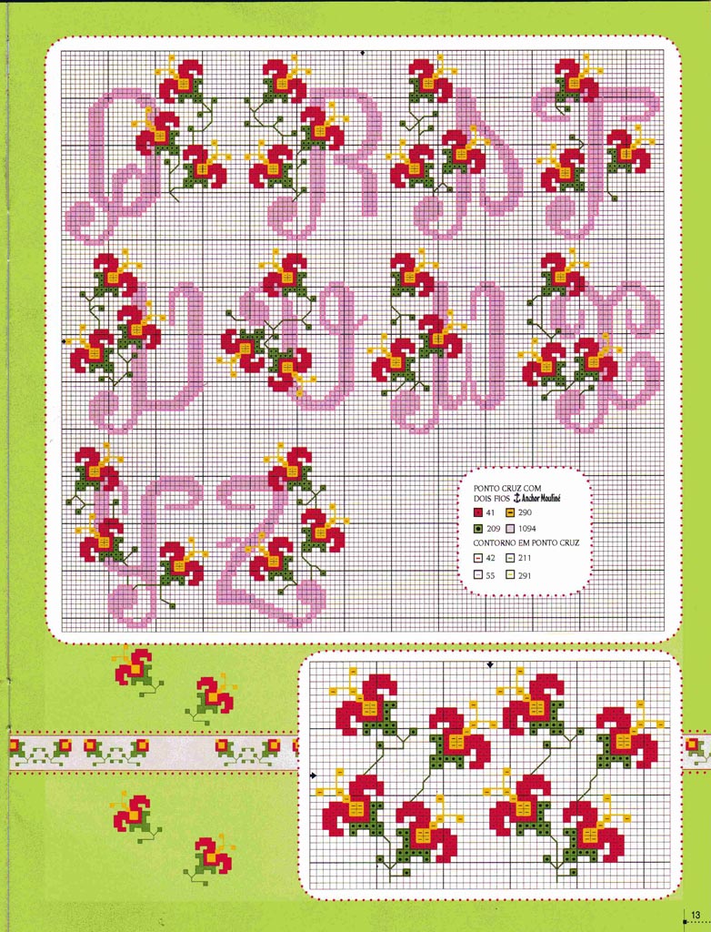 Schema punto croce Abc rosa 2