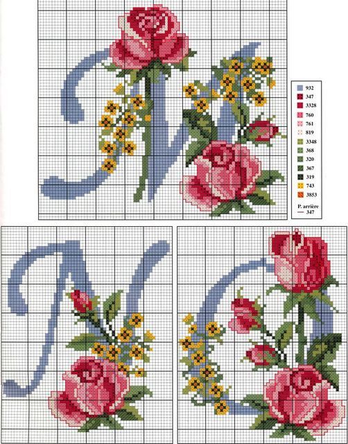 Schema punto croce Abc rose 3