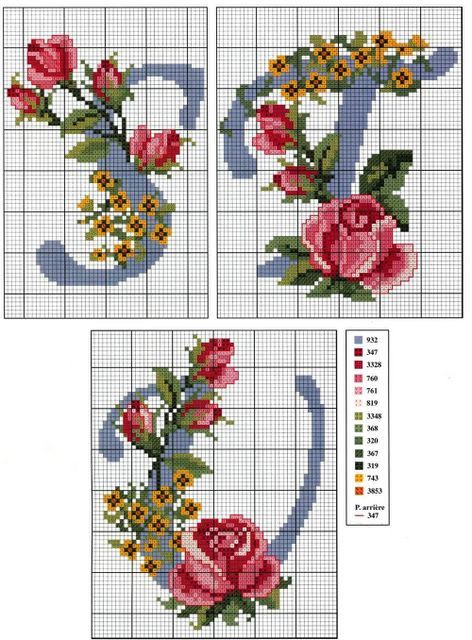 Schema punto croce Abc rose 5