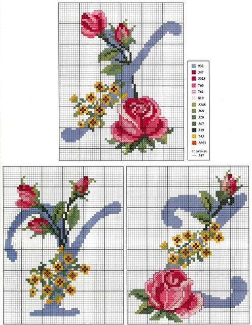 Schema punto croce Abc rose 7