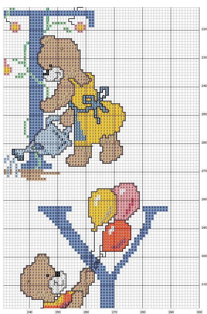 Schema punto croce Alfabeto orsi 16