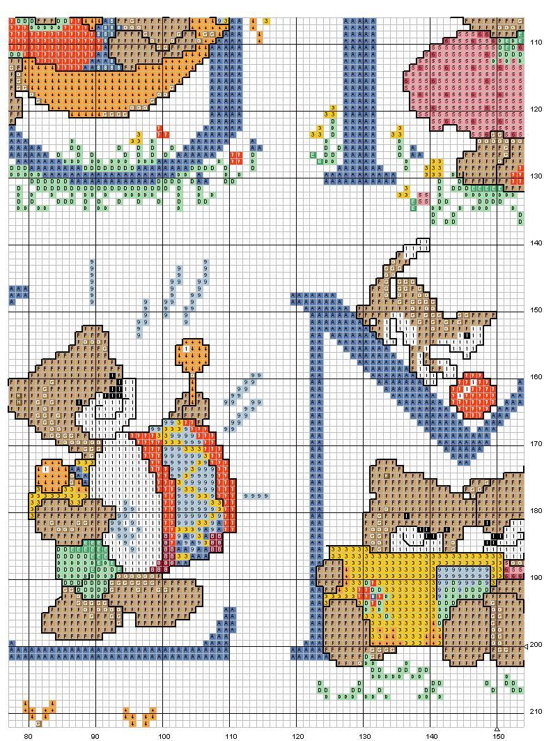Schema punto croce Alfabeto orsi 6