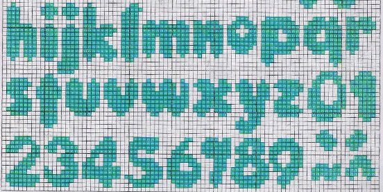 Schema punto croce Alfabeto verde 3