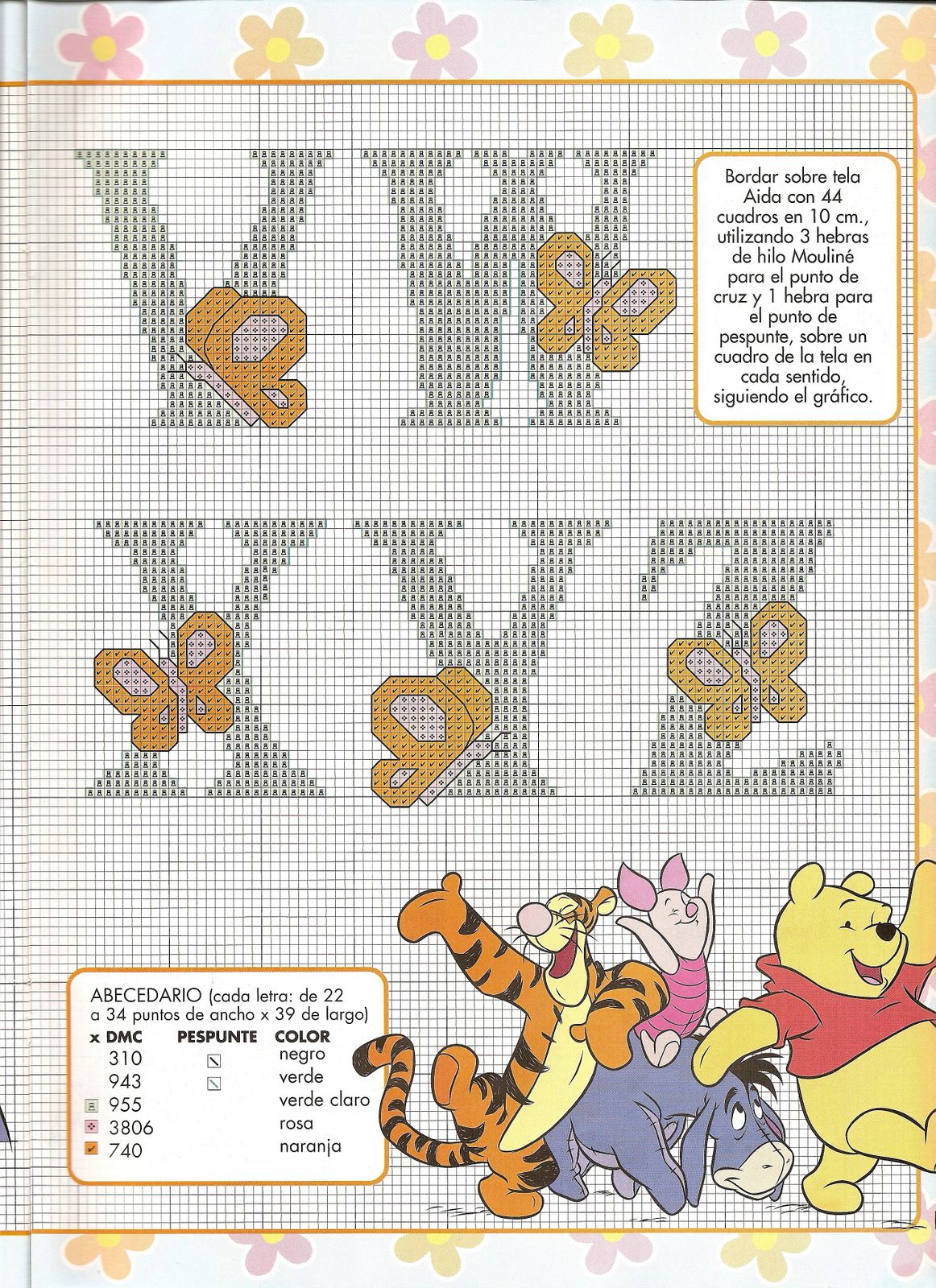 Schema punto croce Alfabeto winnie 4
