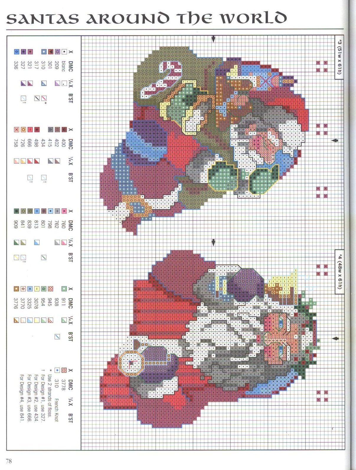 Schema punto croce Babbonatale nel mondo 1