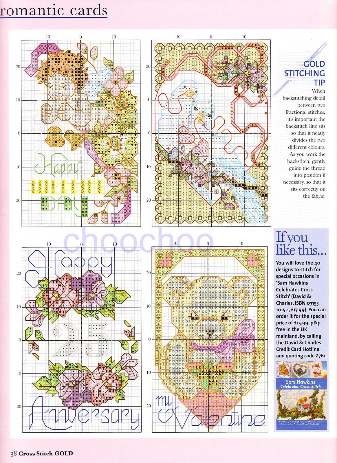 Schema punto croce Bigliettini romantici 1