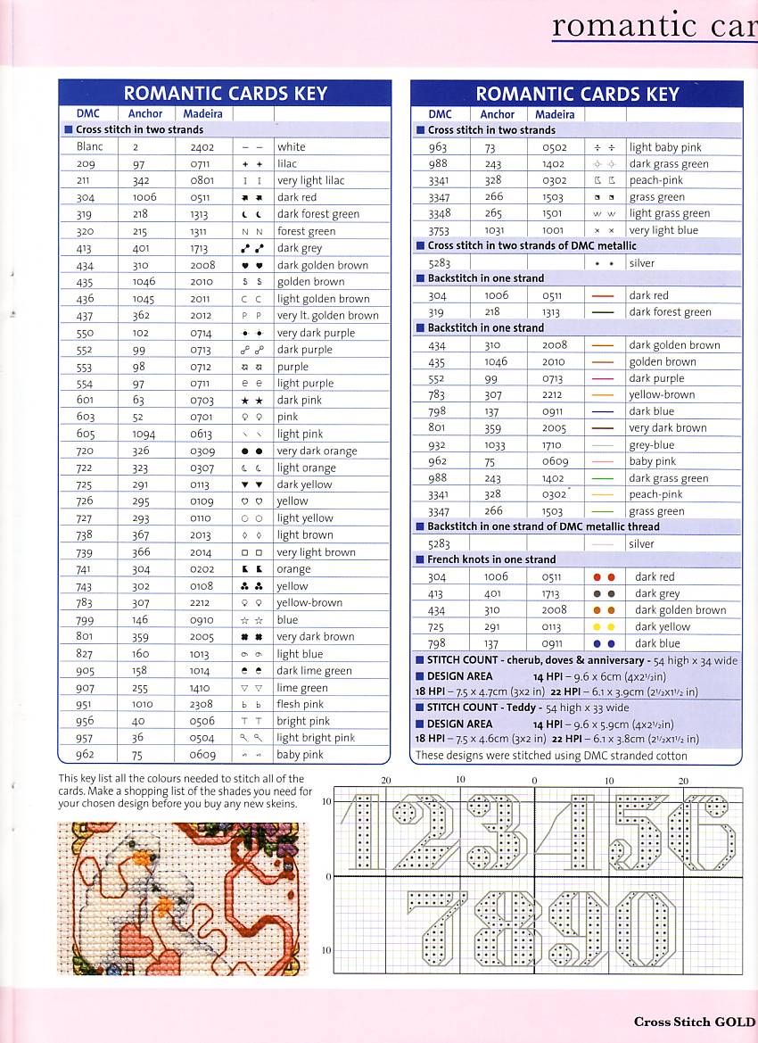 Schema punto croce Bigliettini romantici 2