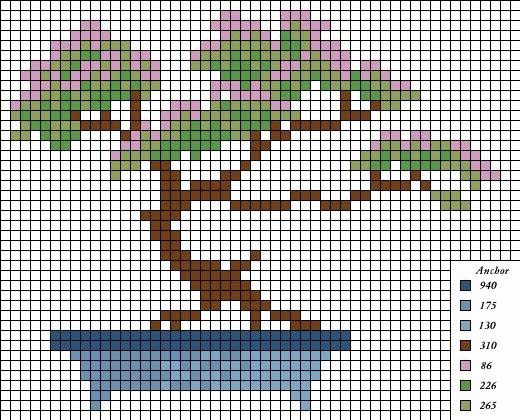 Schema punto croce Bonsai 1