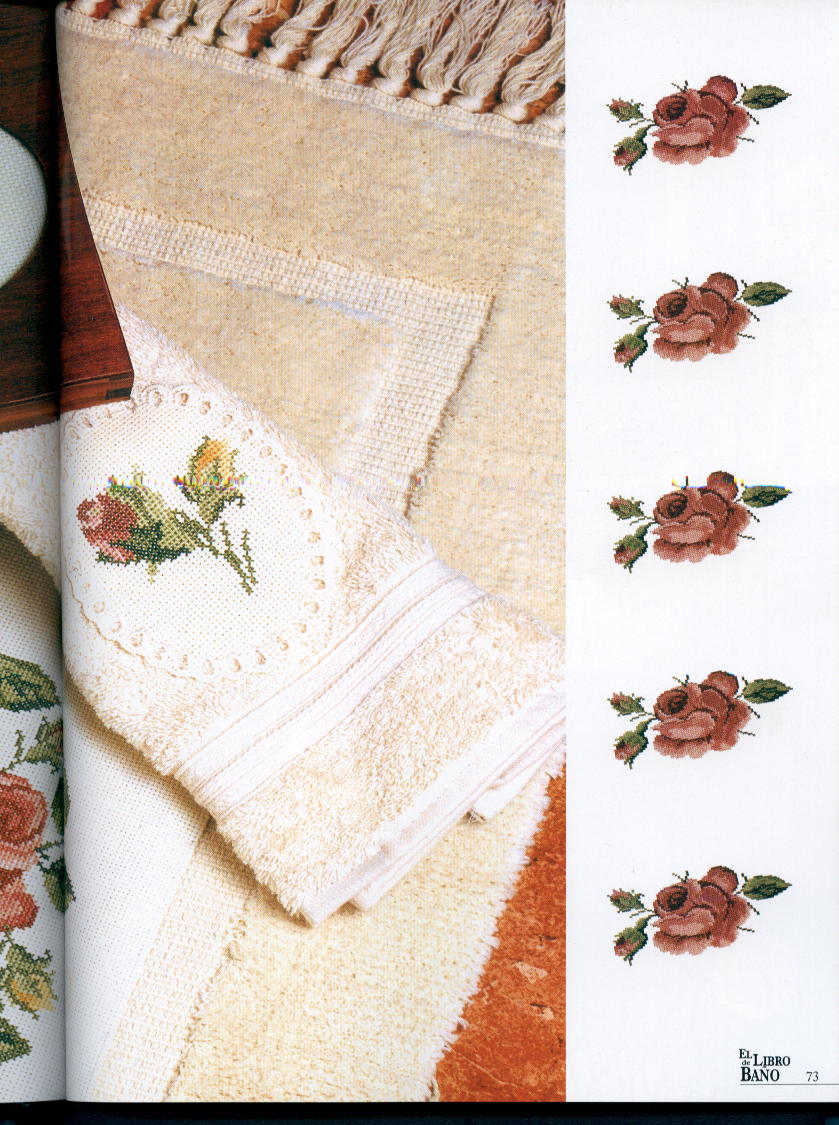 Schema punto croce Bordi asciugamani rose