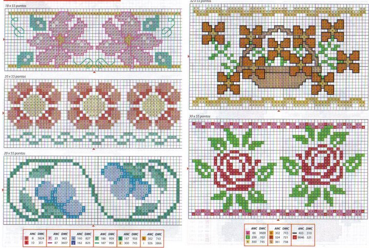 Schema punto croce Bordi fiori 5