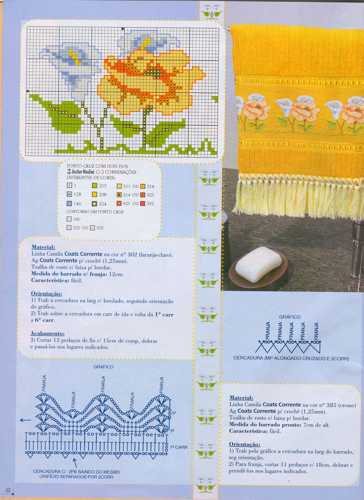 Schema punto croce Bordi fiori calle 1