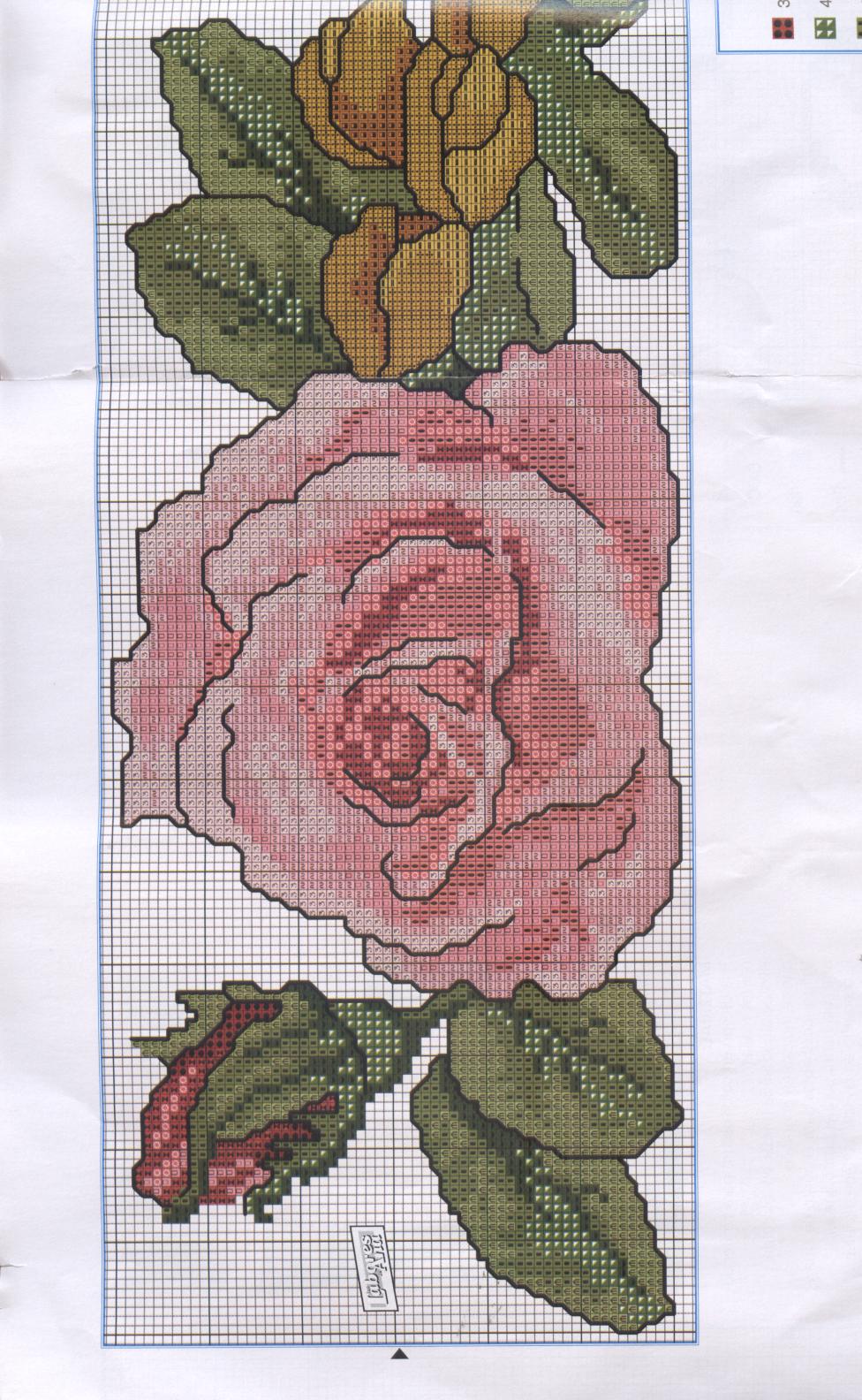 Schema punto croce Bordi rosa grande 4