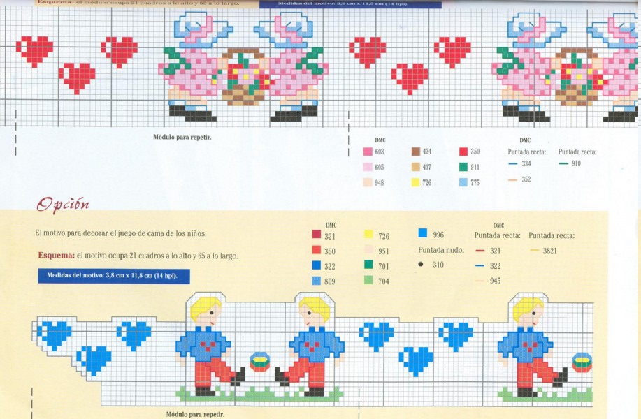 Schema punto croce Bordo bimba bimbo