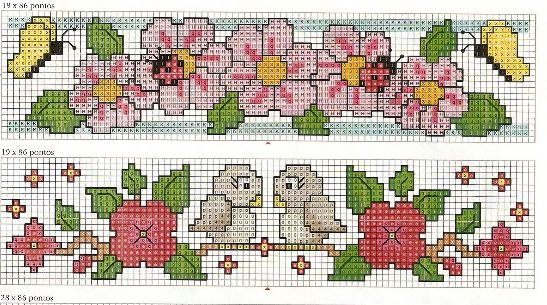 Schema punto croce Bordo fiori 5