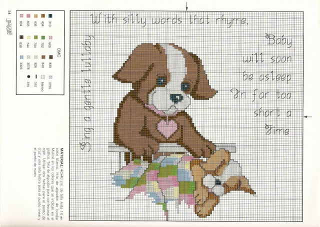 Schema punto croce Buonanotte cagnolino