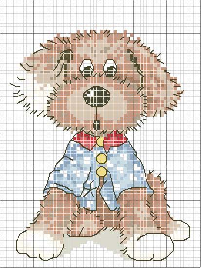 Schema punto croce Cagnolino con giacchetta