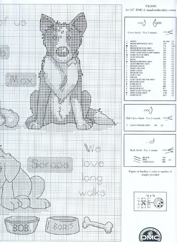Schema punto croce Cani insieme 3