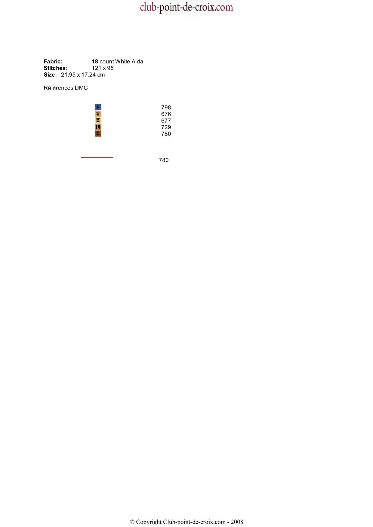 Schema punto croce Conchiglia legenda